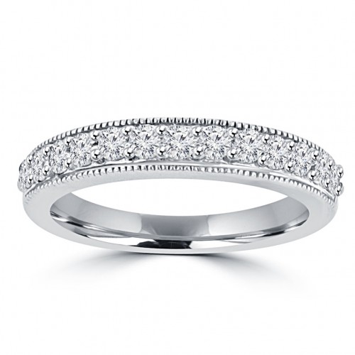 0.70 ct Ladies Round Cut Diamond Wedding Band Ring With Millgrain Edge 